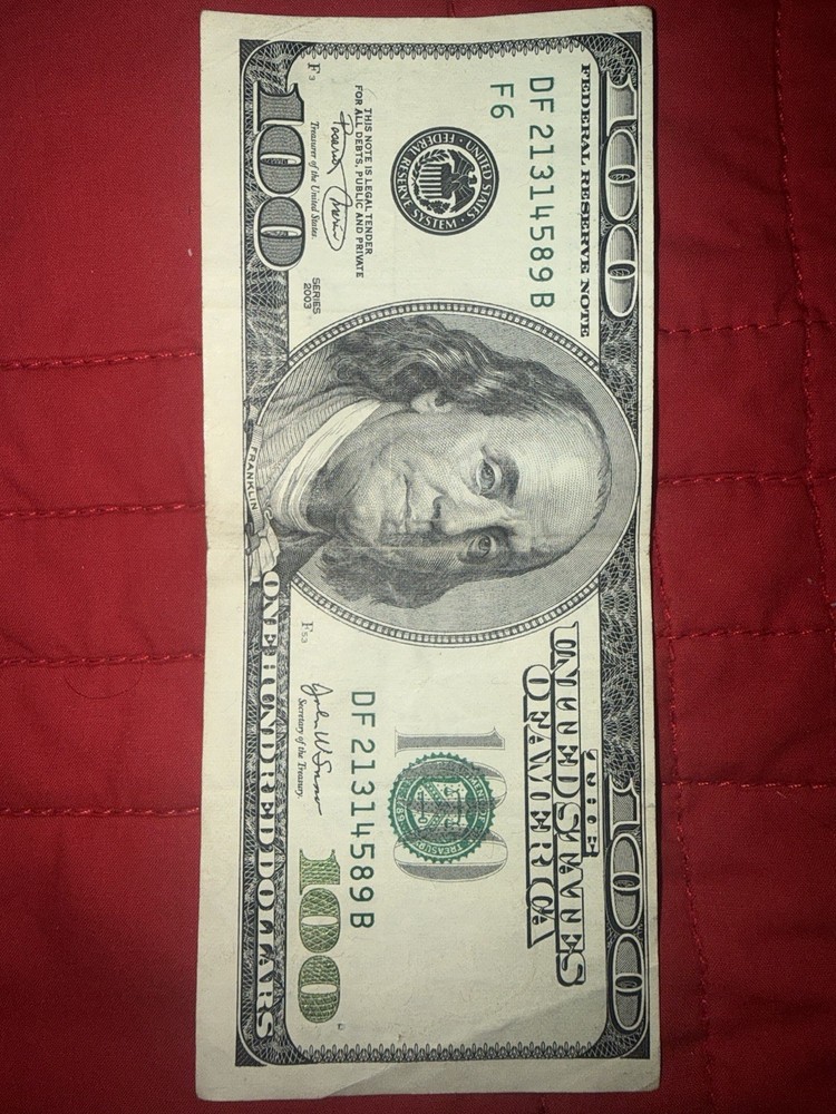 2003 Series Error $100 Bill Miscut - Misaligned On Front