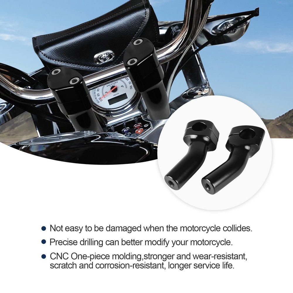 Motorcycle Handlebar Riser for Harley, One-Piece Pullback Black 4 inch
