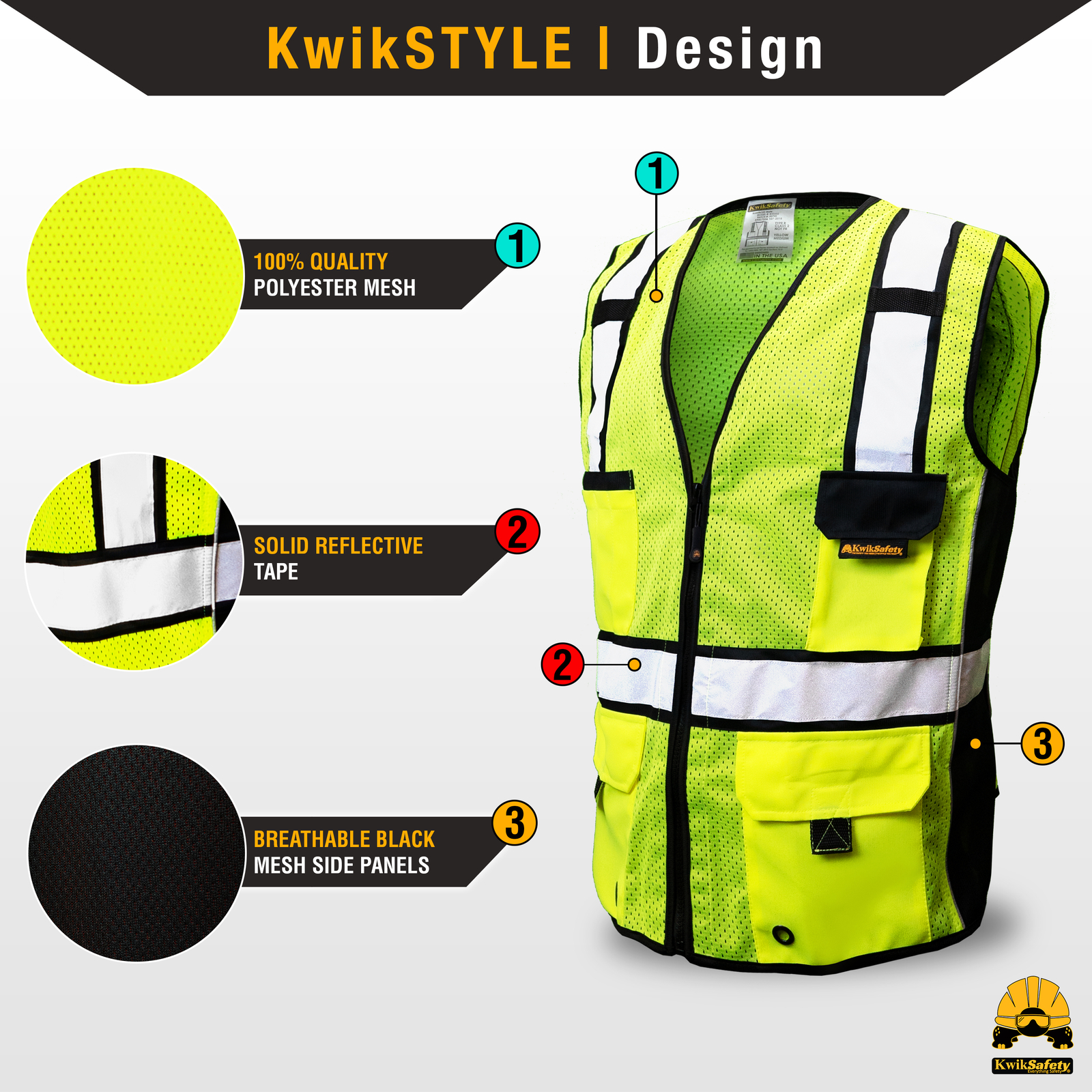 KwikSafety RoadBOSS Economy reflective hi visibility safety vest