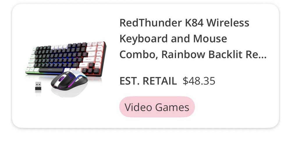 RedThunder K84 Wireless Gaming Keyboard Mouse Combo Rainbow Backlit QWERTY