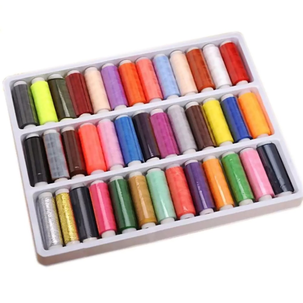 39Pcs Colored Sewing Thread Set Mixed Colors Polyester Spool 250 Yards/Axis