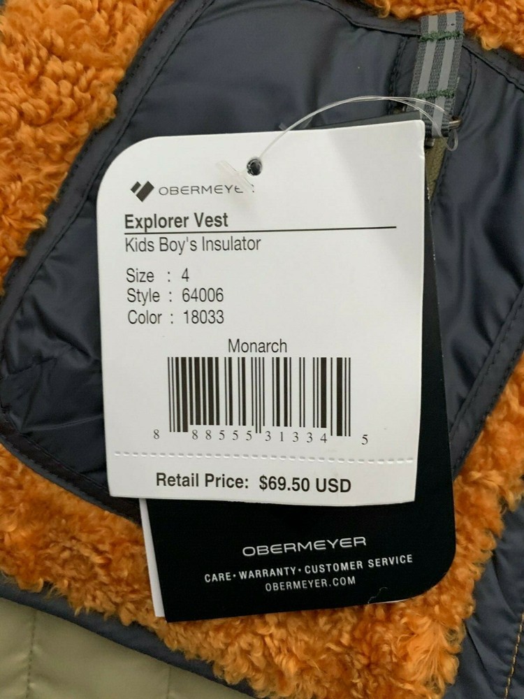 NWT Obermeyer Boys' Explorer Vest ~ Monarch ~ Size 4