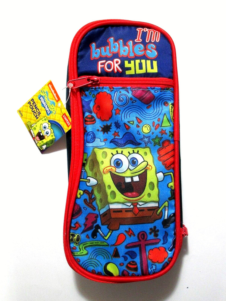 (New) - Staples Pencil Bag      Spongebob