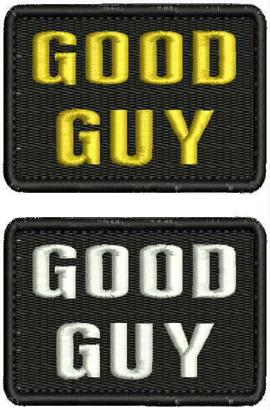 2X "Good Guy" embroidery patch 2x3 inches hook gold