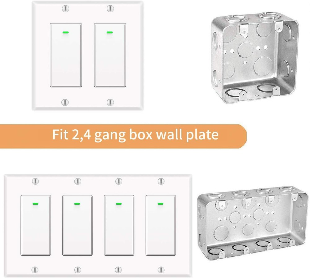 Smart Light Switch 2gang, Works with Alexa &Google Assistant, White 4pack