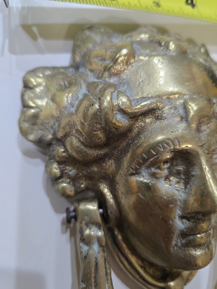 Ornate Heavy Solid Brass Door Knocker Greek Goddess 7"