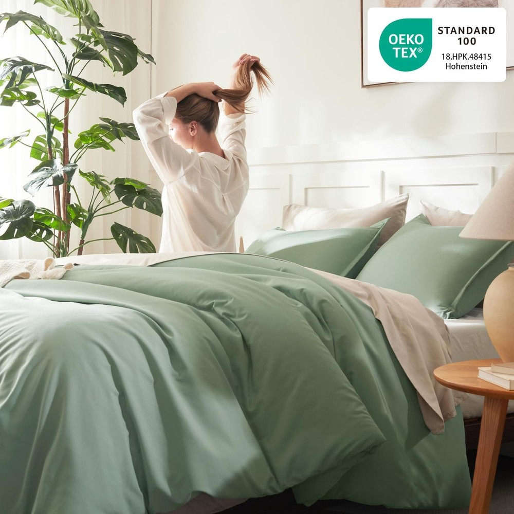 Queen Comforter Set Sage Green 3 Pieces Lightweight Comforters Queen Size Solid