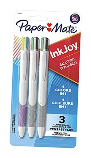InkJoy Quatro Retractable Ballpoint Pens, Medium Point, Assorted Pack 3