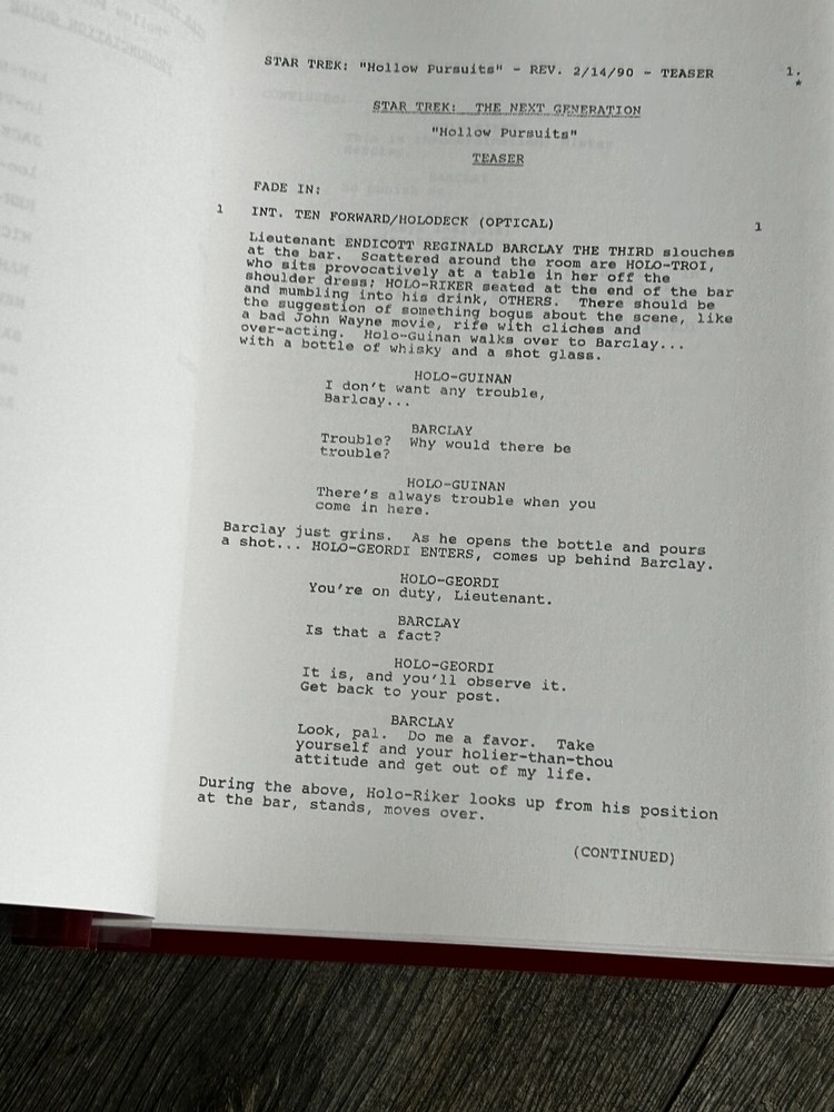 STAR TREK Script The Next Generation Hollow Pursuits Final Draft February 9 1990