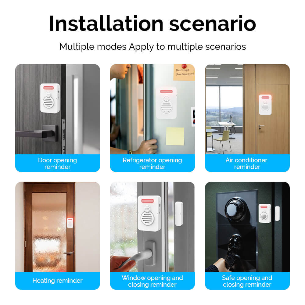 Wireless Voice Door Alarms When Opened 90dB Adjustable Volume Window Alert 6Pack