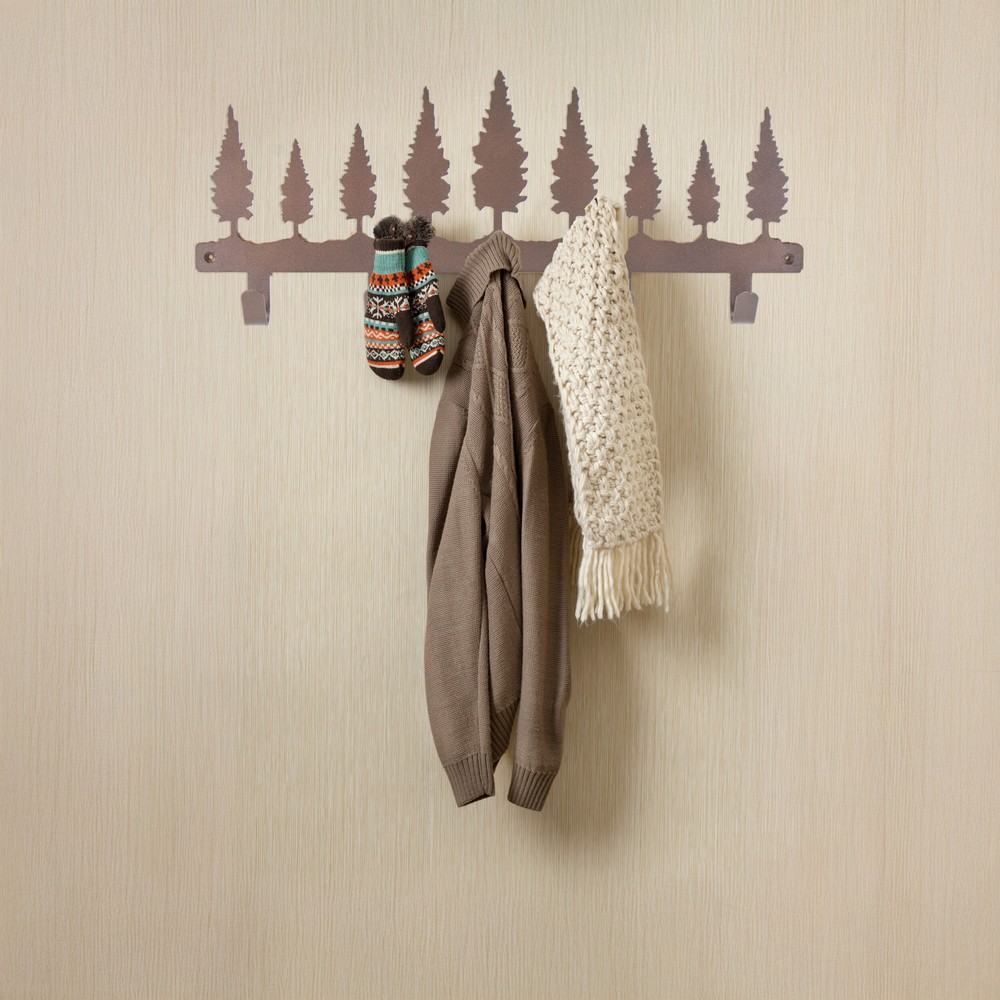 Rustic Tree Silhouette Wall-Mounted Coat Rack