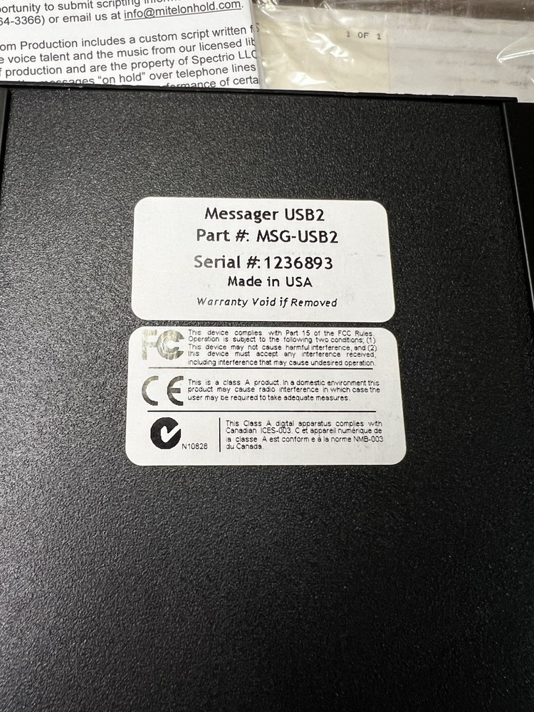 Spectrio Messager USB2 Model # MSG-USB2 *NEW*