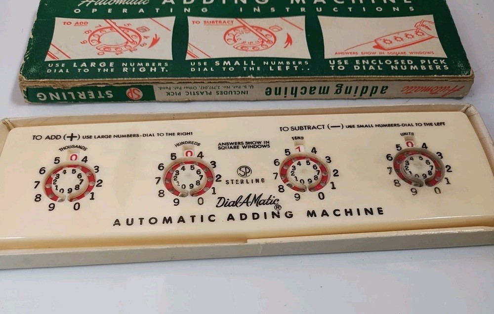 Vtg Sterling #565 Dial-A-Matic Automatic Mechanical Adding Machine + Stylus