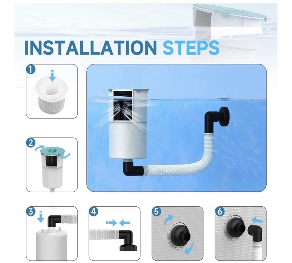 Surface Float Skimmer Upgrade No Installation Required Or Bracket + Filter Socks