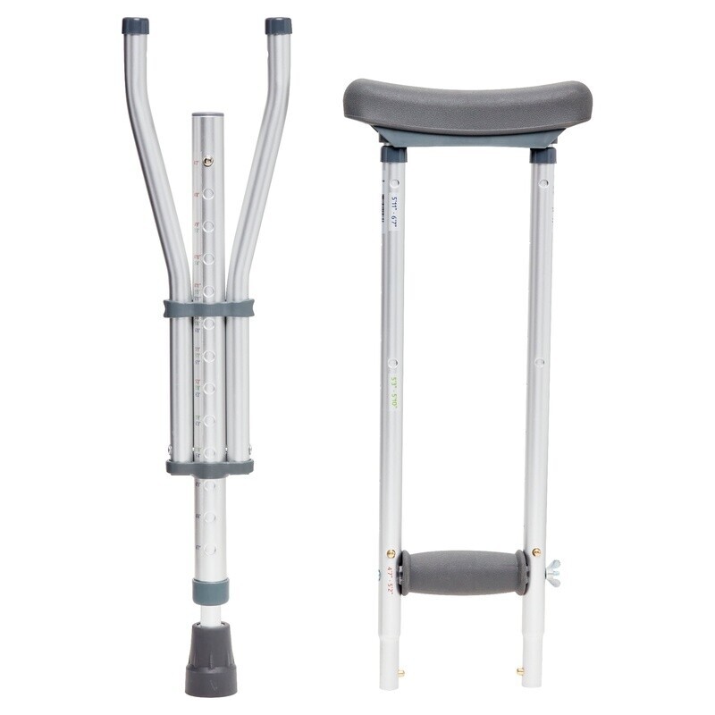 Adjustable Crutches Lightweight Mobility Aid Comfortable Underarm Pads Foldable