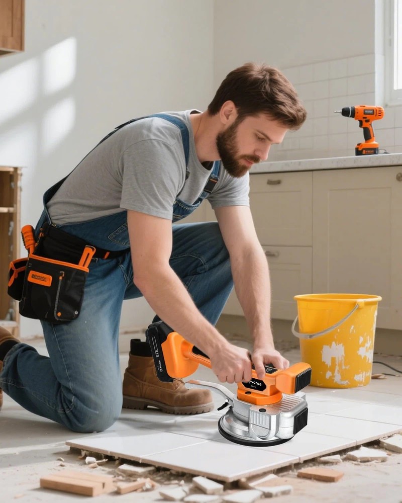 Tile Vibration Tool, Portable Cordless Tile Vibration Leveling Machine with 2 Ba