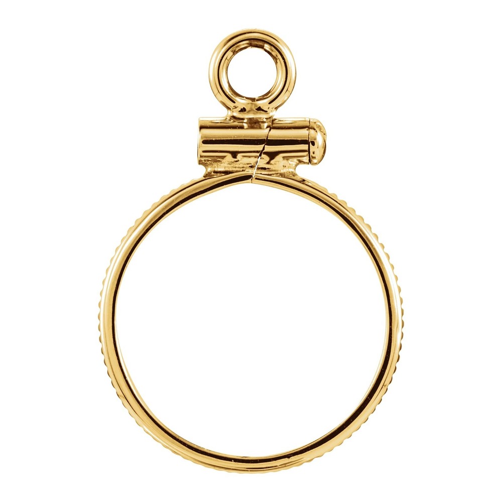 14K Solid Gold Coin Frame Dangle for 13x1 mm Coin