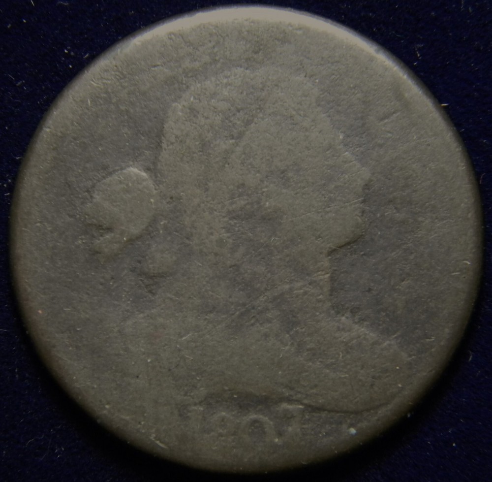1807 LARGE 7/6, DRAPED BUST LARGE CENT, GRADE:AG, ABOUT GOOD