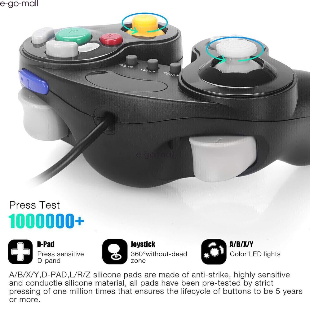 2 Pack Wired Gamecube Controller for Switch Wii U PC(need adapter) GameCube