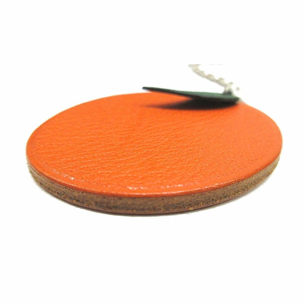 HERMES Keychain Charm Orange Chain Box Authentic From Japan