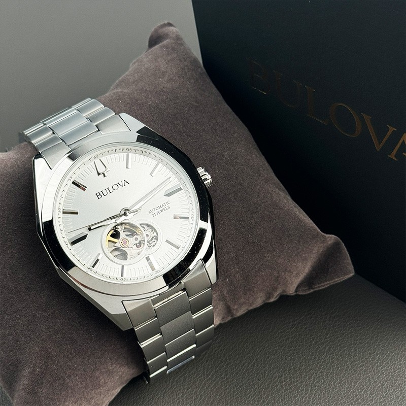 Bulova Surveyor Silver Tone Dial Automatic Men's Watch 42 mm 96A274