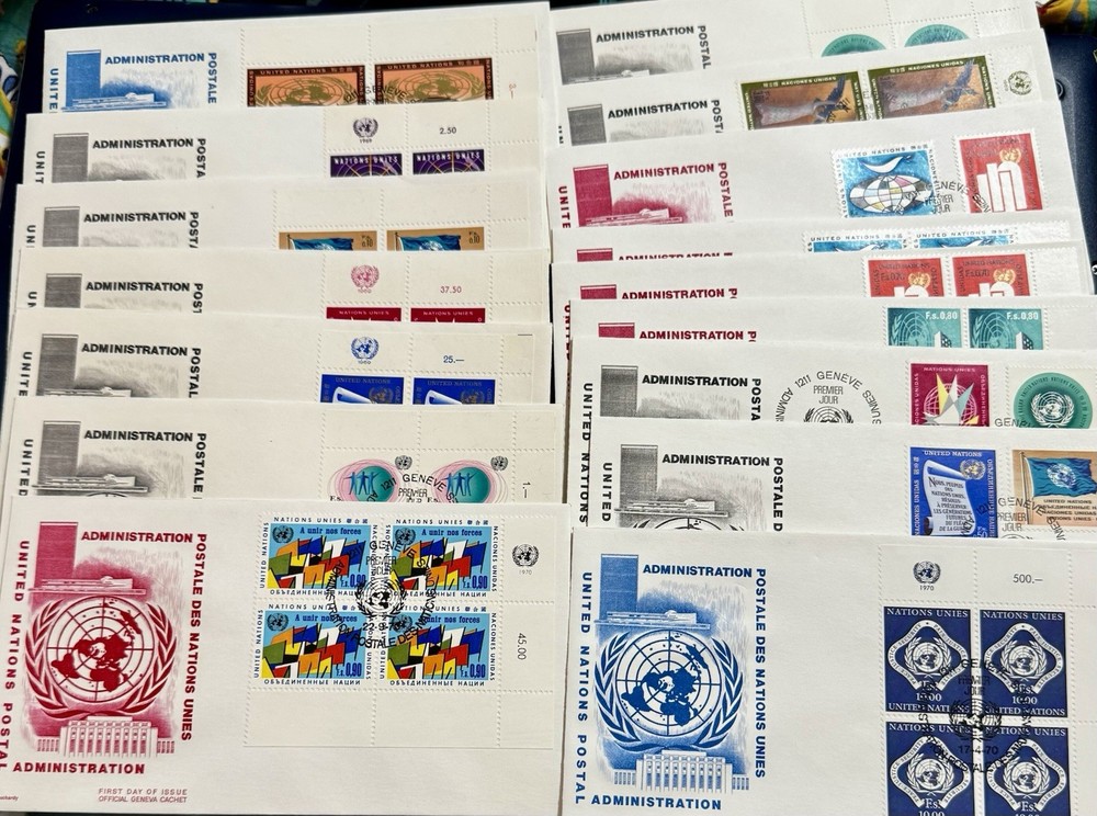 United Nations Postal Administration 16 FDC Official Geneva Cachet 1970
