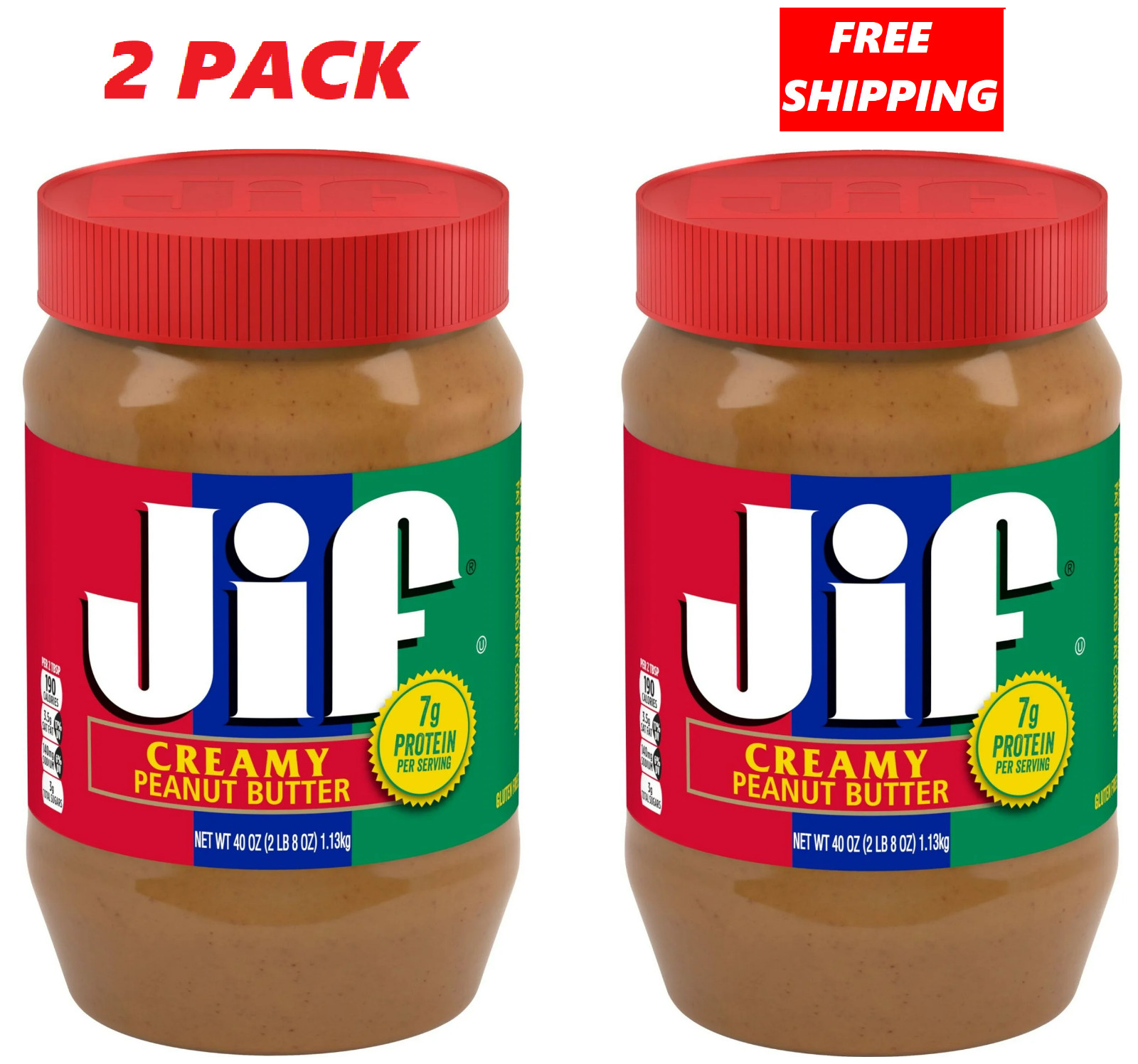 ( 2 Pack ) Jif Creamy Peanut Butter 40 Ounce Jar...