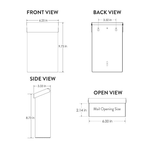 Modern Heritage Vertical Wall-Mounted Mailbox for Outside, Rust Textured Black