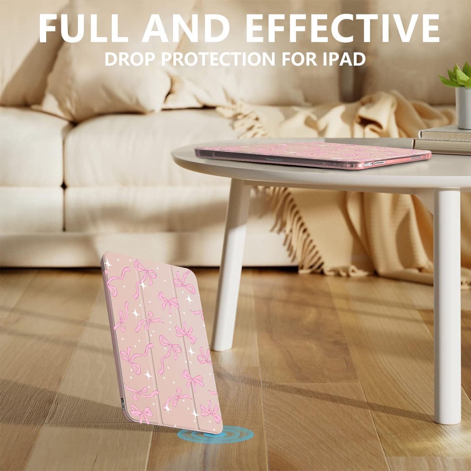 Cute Pink Bow Case for Ipad Pro 6Th/5Th/4Th Gen Girly Lovely Ribbon Cover for...