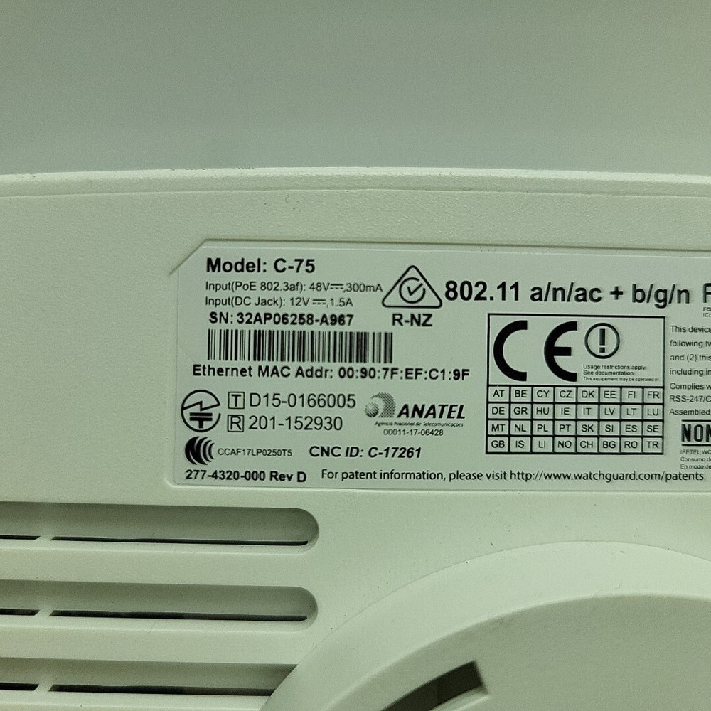 WatchGuard AP320 Wireless Access Point Used Model C - 75