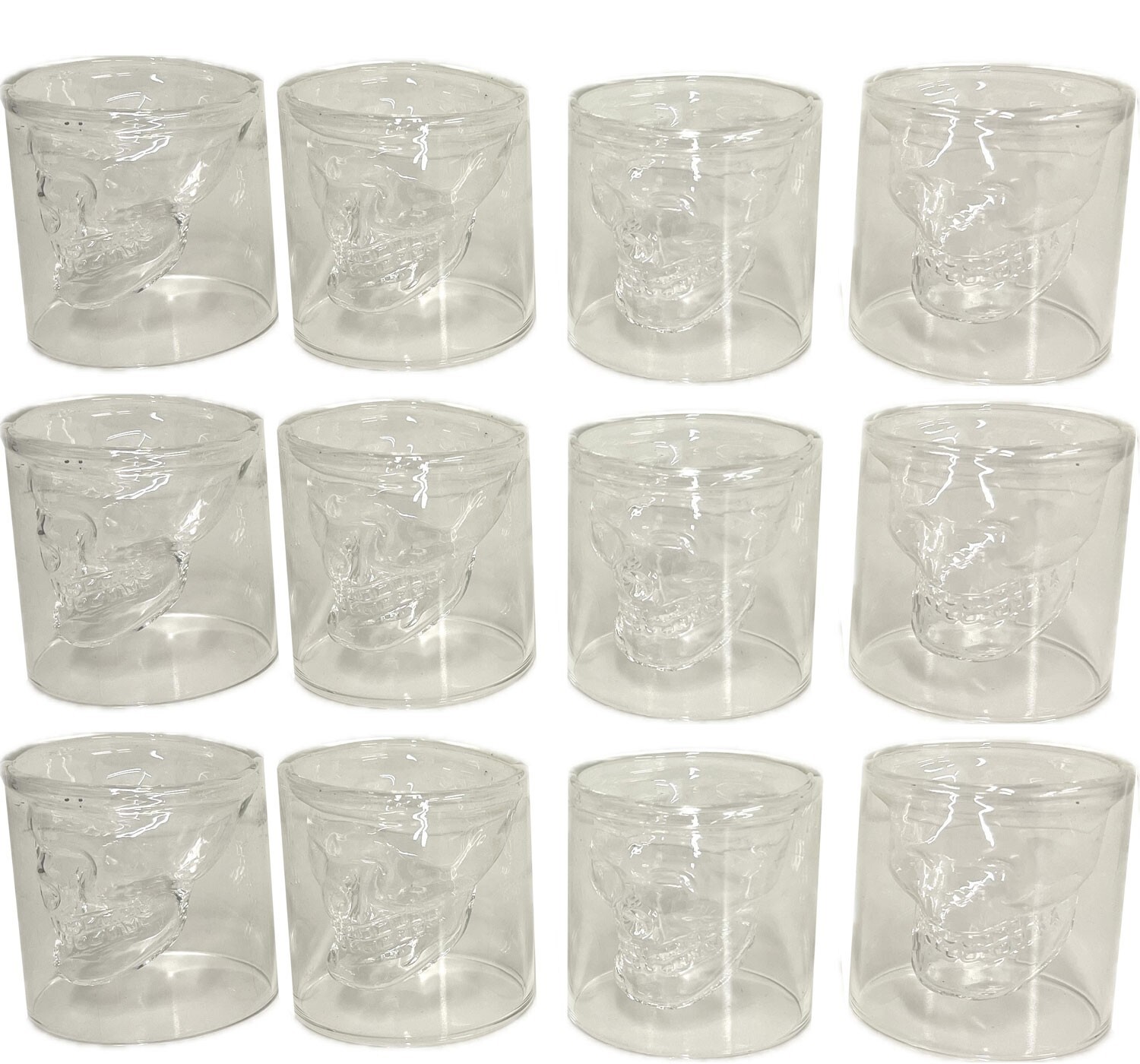 Set of 12 - Skull Head Shot Glasse Crystal Clear Skull Whisky Vodka shot glass