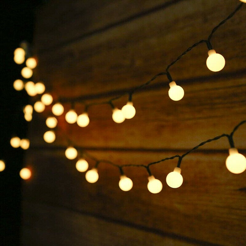 33FT Outdoor Solar Globe String Light Ball 8 Modes Yard Light 100LED Yellow