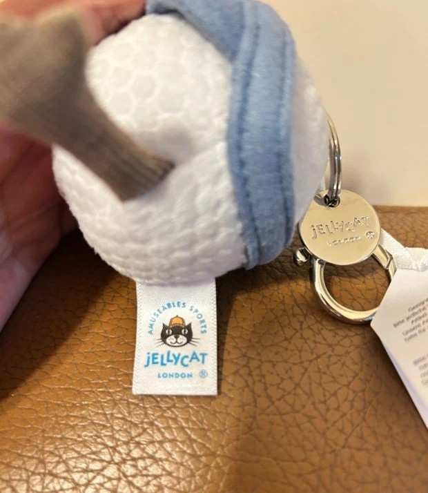 Jellycat Amuseables Golf Ball Keychain Bag Charm Plush NWT + Pouch
