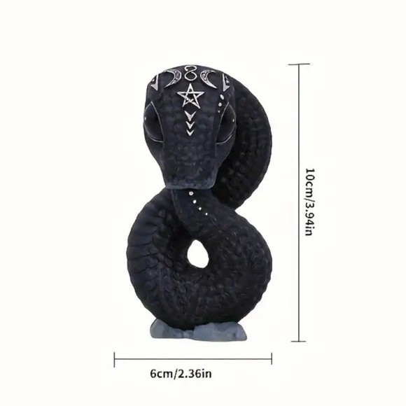 Witchy black snake figurine ouroboros decor