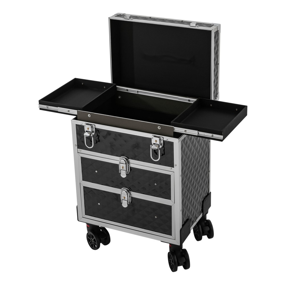 Rolling Makeup Case Train Case Cosmetic Trolley Cosmetic Organizer Case
