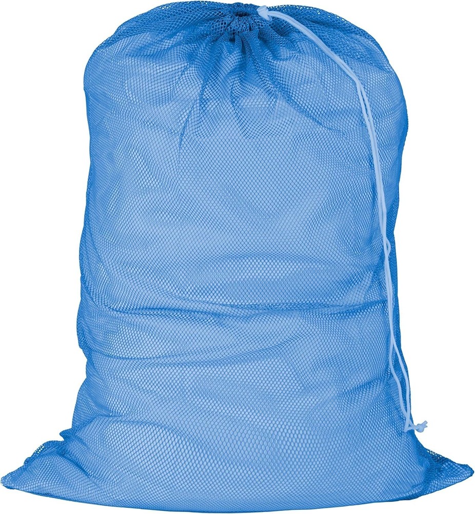 Vibrant Blue Drawstring Laundry Bag, 24" x 36" - Breathable Mesh Design