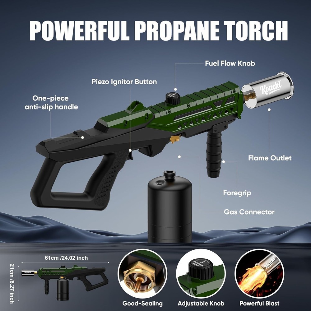 Compact Blow Torch with Trigger Operation for Charcoal and Campfire Lighting