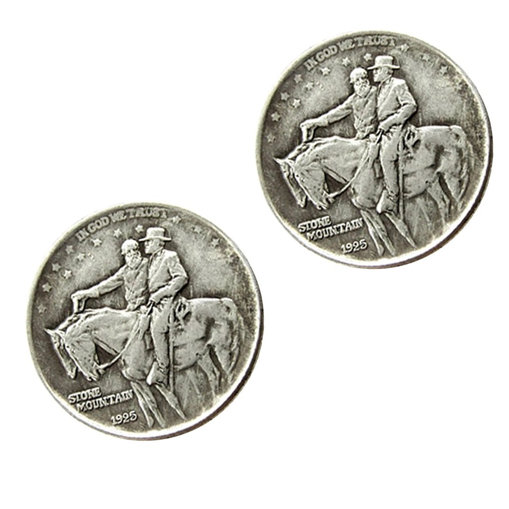 2PCS 1925 Stone Mountain Silver Half Dollar Classic Commemorative Coin