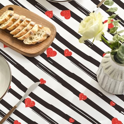 Valentine Tablecloth 60×84 Inch 60" x 84" (Rectangular) Black White