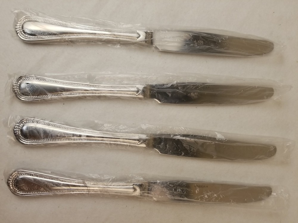 Oneida COUNTESS Stainless 4 Dinner Knives Beaded Glossy NEW Flatware E51N & FS!