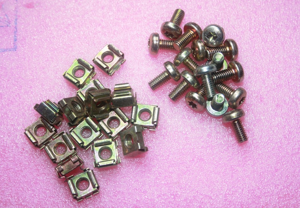 Rackmount M6 Cage Nuts and M6 Rack Screws (Clip Nuts, Rack Mount Nuts) 16 PACK
