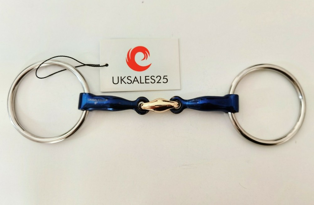 Loose Ring Snaffle Blue Sweet Iron Curved Bit Copper link *SAME DAY DISPATCH*