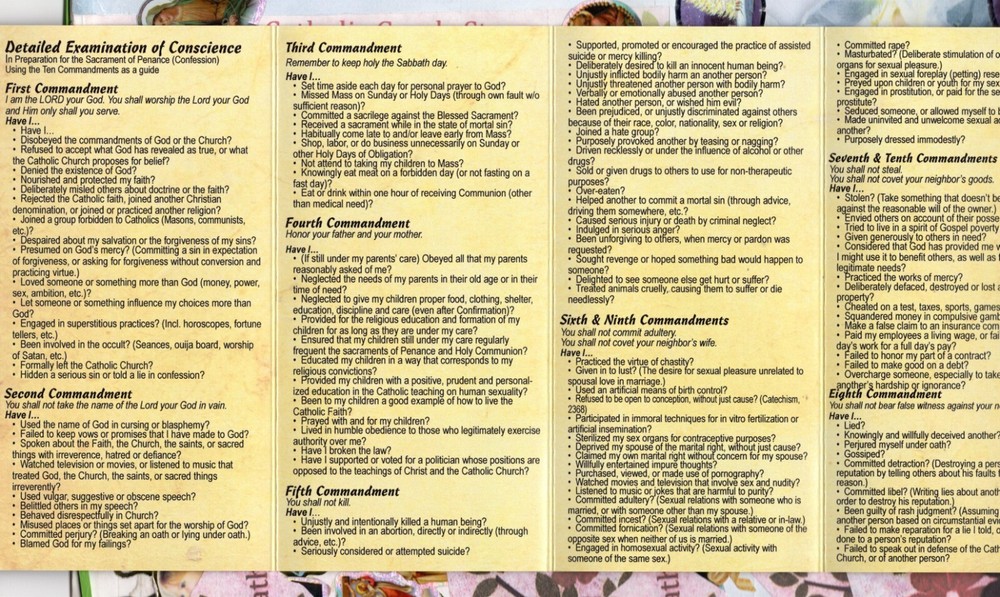 Detailed Examination of Conscience - 4 Panel Glossy Phamplet