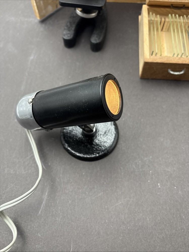 Vintage Precision Optical Co. Microscope Model 500 with CASE +LIGHT + Slides