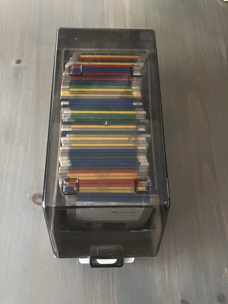 Commodore Amiga random 50 Disk Lot  - 3.5" DS/DD.  Includes Disk Caddy/Box