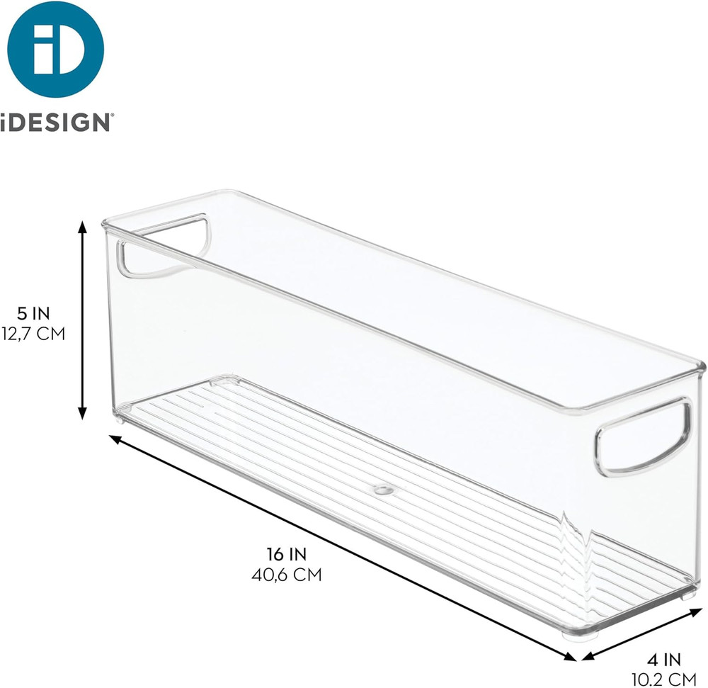 Interdesign Plastic Stackable Pantry Bin - Storage Bin with Handles for Cabinet