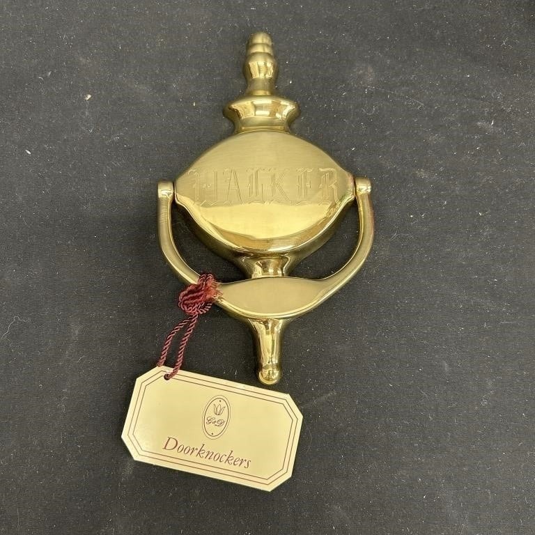 Solid Brass Doorknocker- engraved with "WALKER"