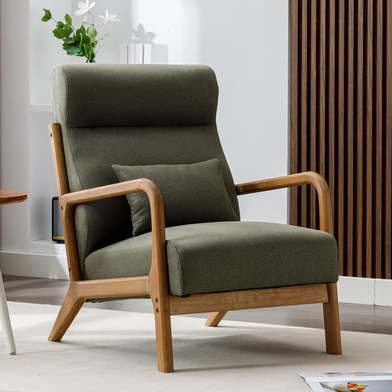 ANJ Mid Century Modern Accent Chair with High Back, Single Lounge Armchair with