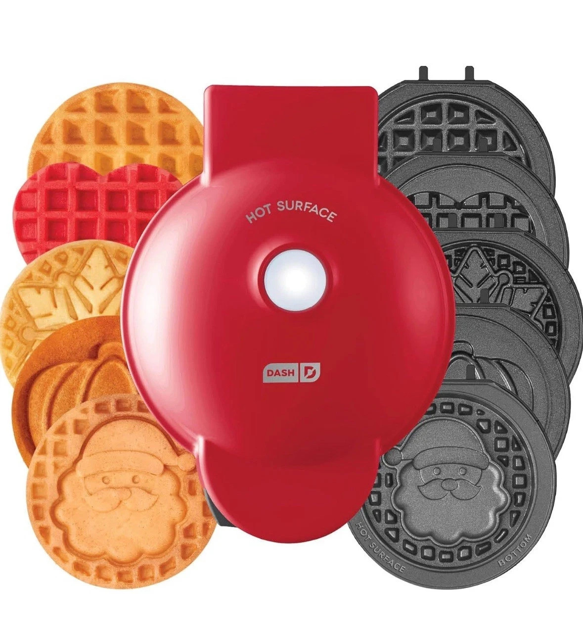 Dash Holiday 4 in 1 Mini Waffle Maker 6 Plates Santa Snowflake New in Box