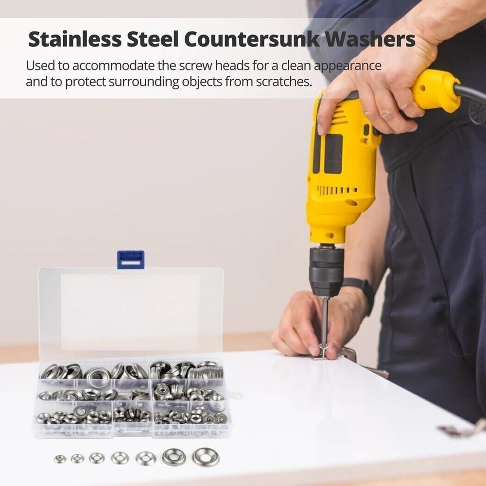 295pc/set 304 Stainless Steel Countersunk Solid Cup Washer Finishing Washers